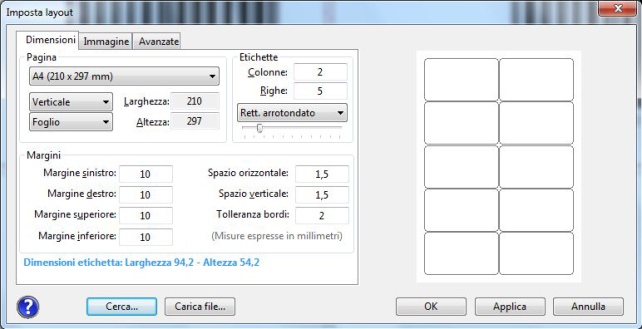 formati etichette e stampa con software formati etichette e stampa con<br />
software