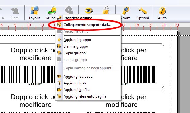 stamapre etichette da database e tabelle