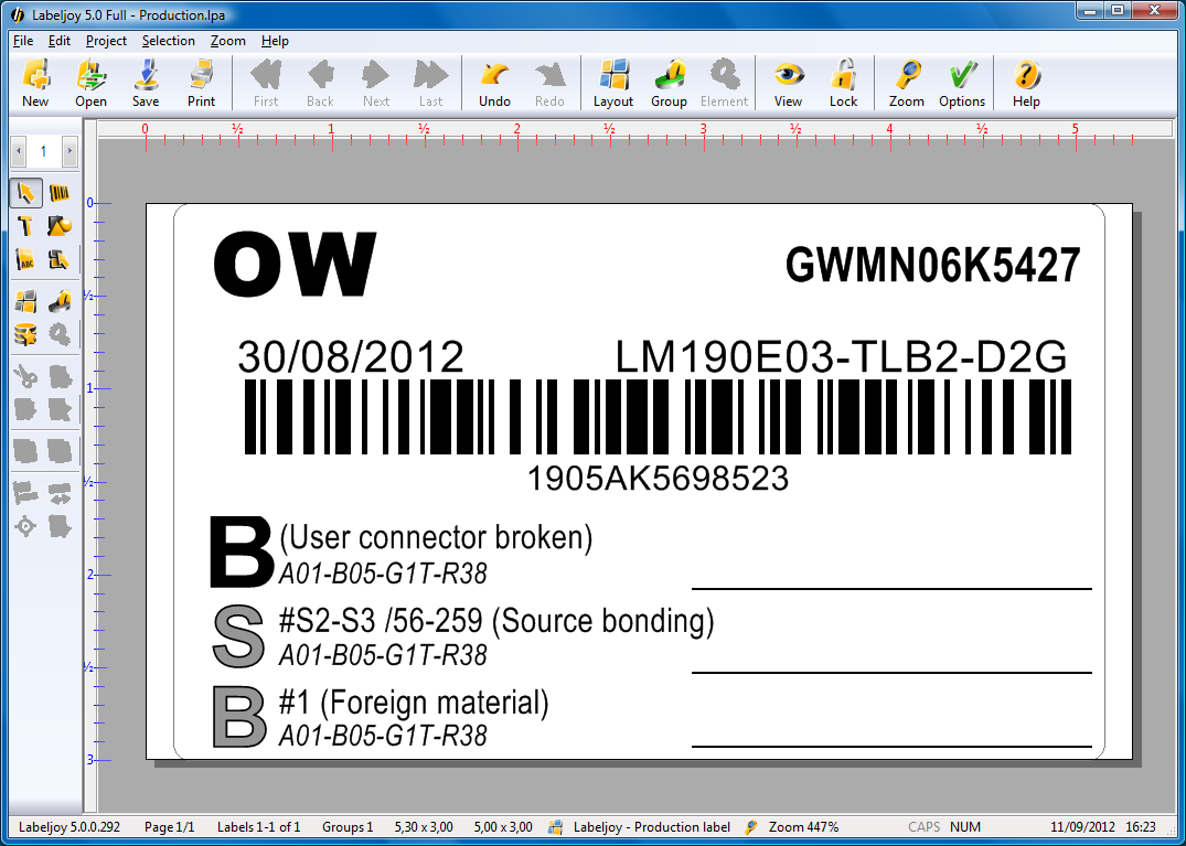 etichetta con barcode